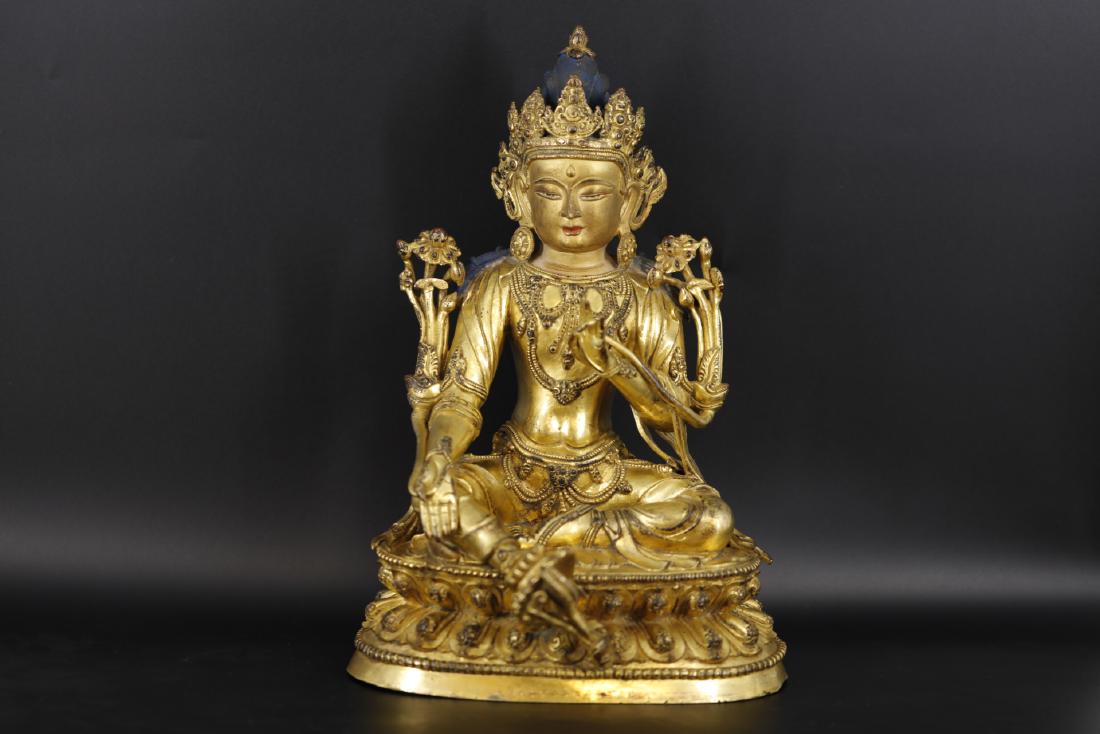 Gilt bronze figure of Tara with Yongle mark (1 of 7)