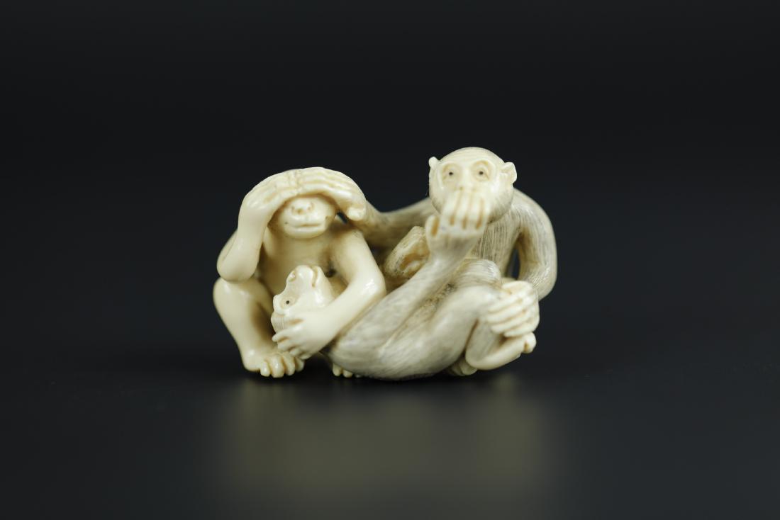 Japanese Netsuke carving of 3 monkeys (1 of 6)