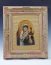 A Framed Oil On Leather of a Woman Holding a Vase Circa