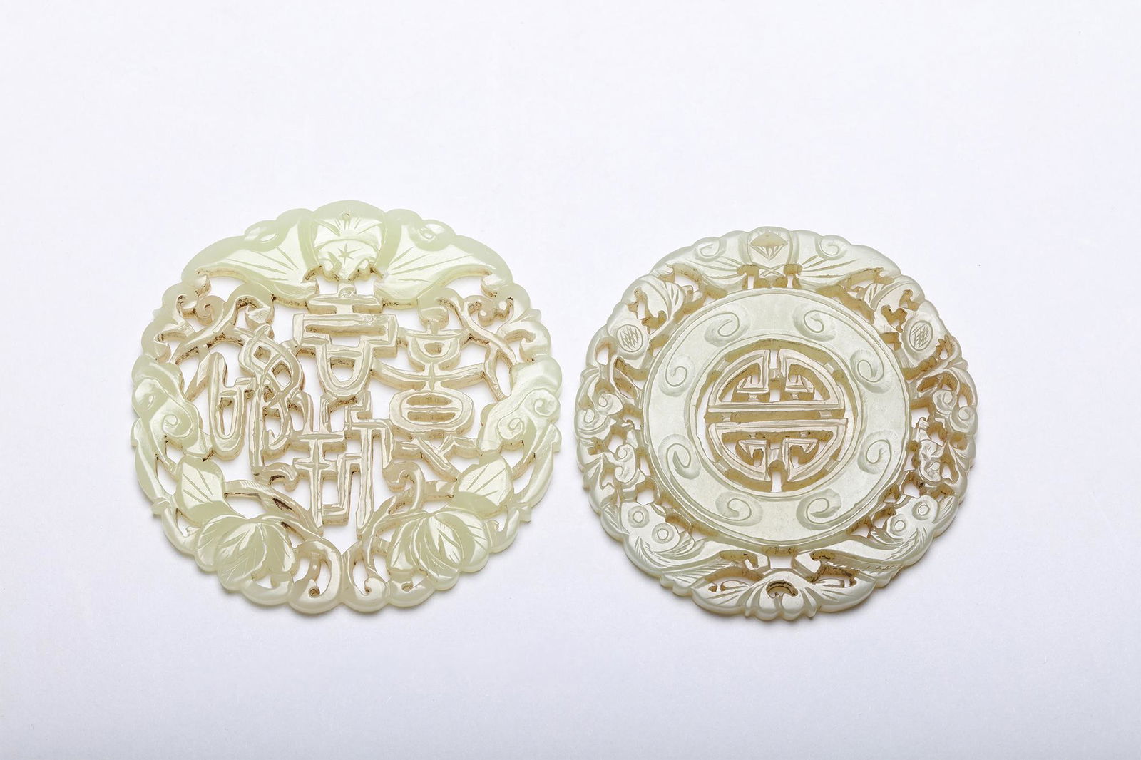 Two Carved Hetian White Jade Pendant Qing Dynasty (1 of 6)