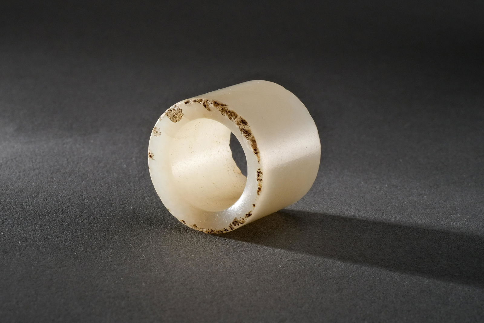 A Carved Hetian White Jade Aarchery Ring (1 of 7)