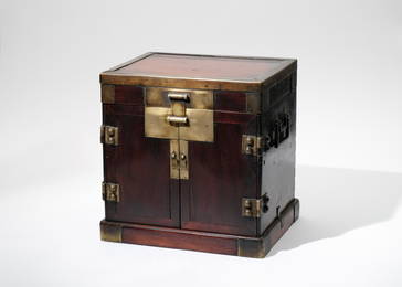 A Huanghuali Box with Top Storage 4-Drawer and Doors