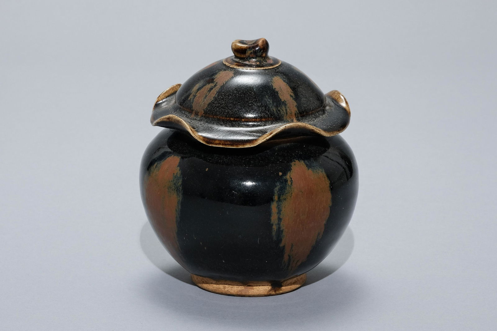 A Black Glazed Jar with Lotus Shaped Lid (1 of 9)