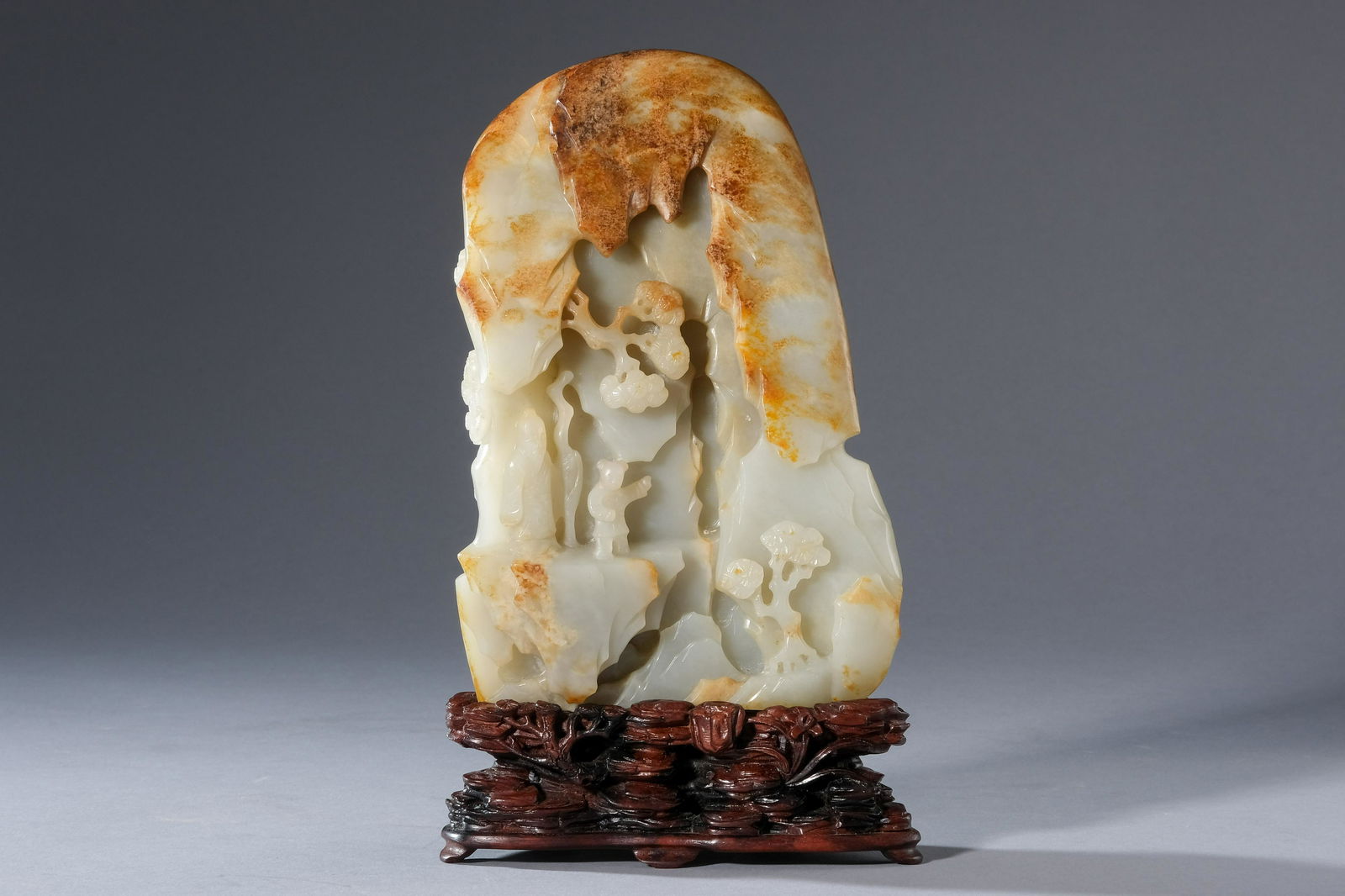 A Hetian Jade Landscape and Figural Carving (1 of 13)