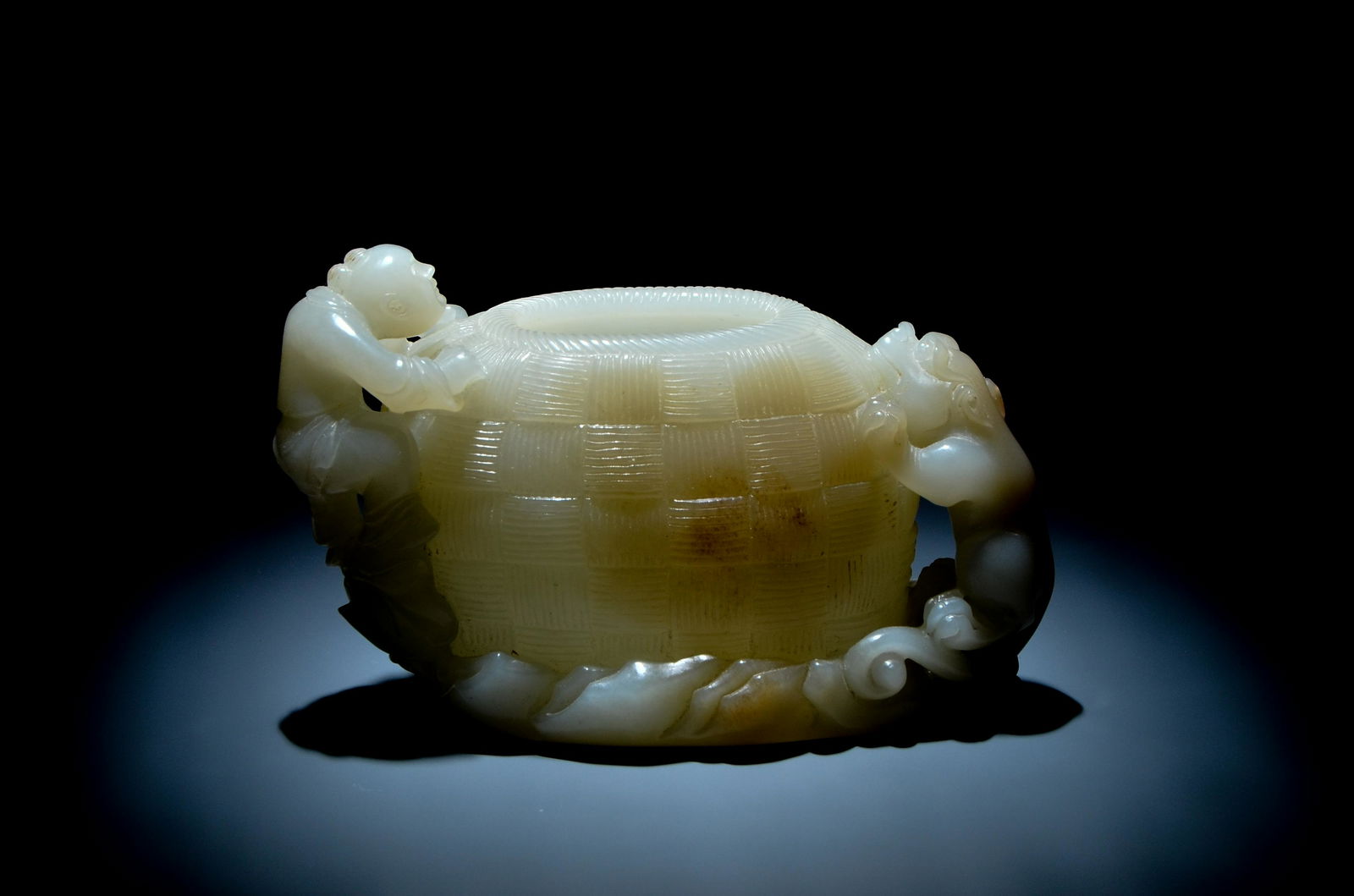 A Carved Hetian White Jade Brush Washer (1 of 9)