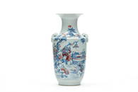 A Blue Underglase Red Figural Storied Vase with