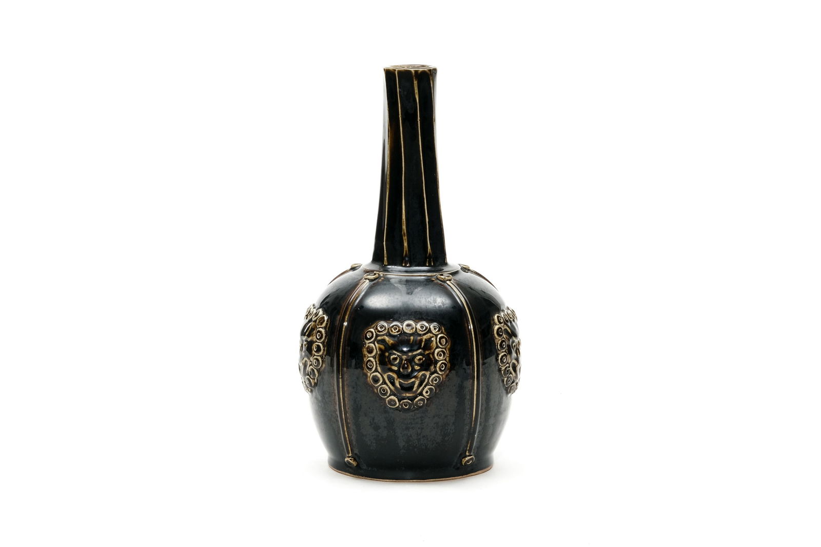 A Black Glazed Beasts Long Neck Vase (1 of 8)