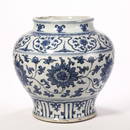 A Blue and White Floral Jar