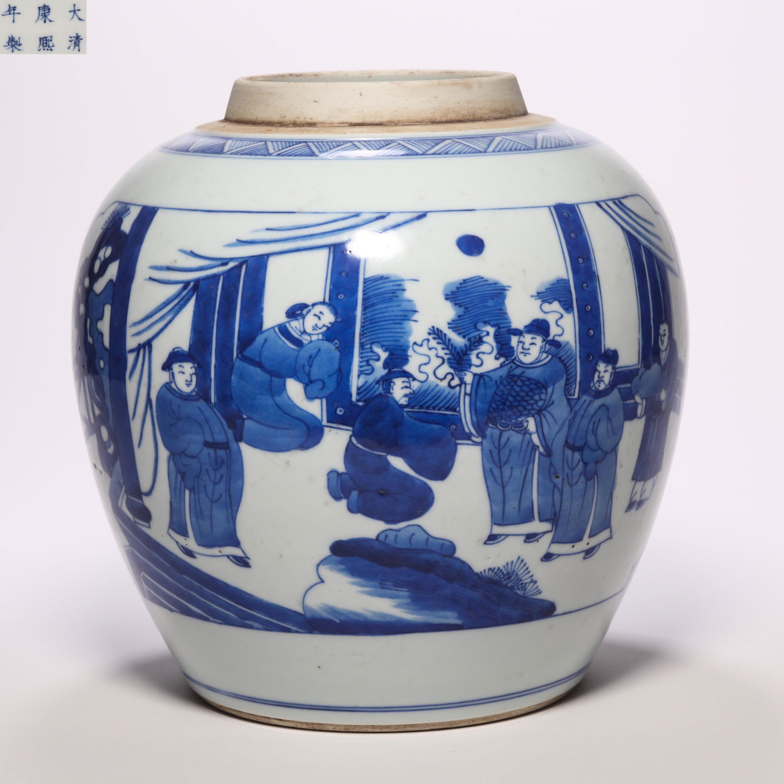 A Blue and White Figural Storied Jar with Kangxi Mark (1 of 11)