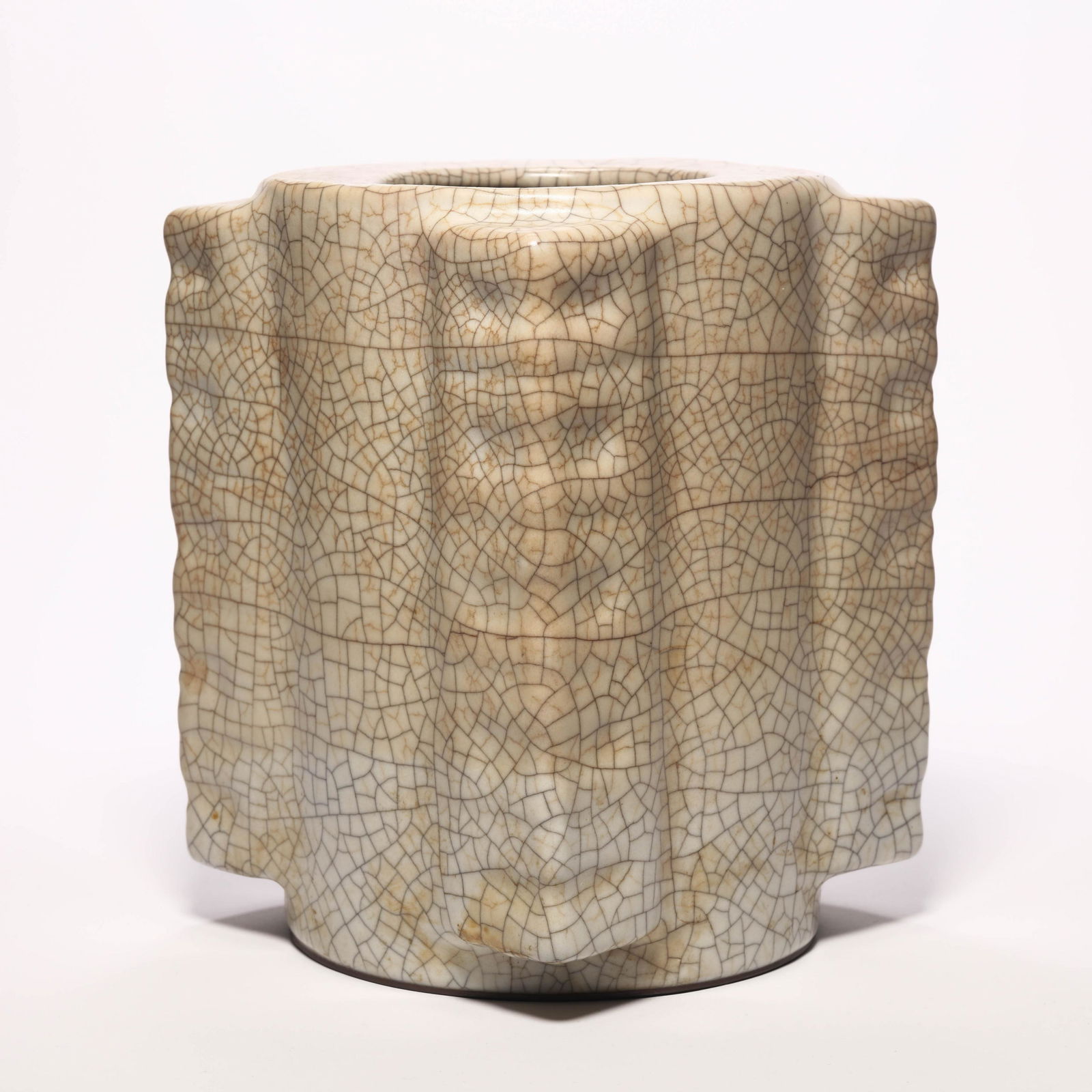 A Ge Glazed Cong-Form Vase (1 of 8)