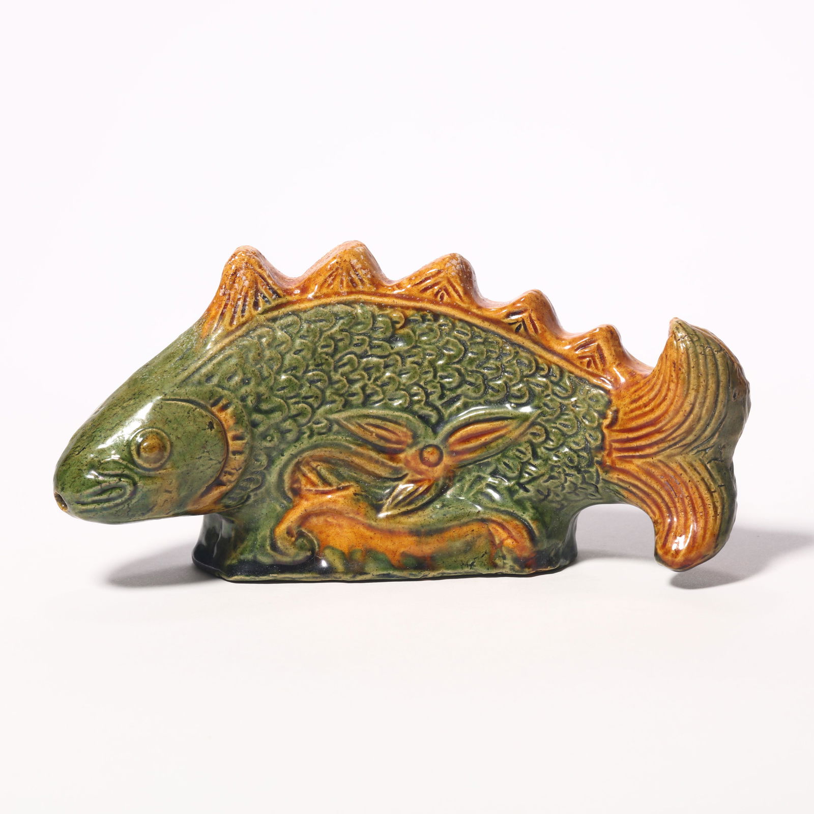A Tang Sancai Fish-Form Water Droplet Pot (1 of 8)