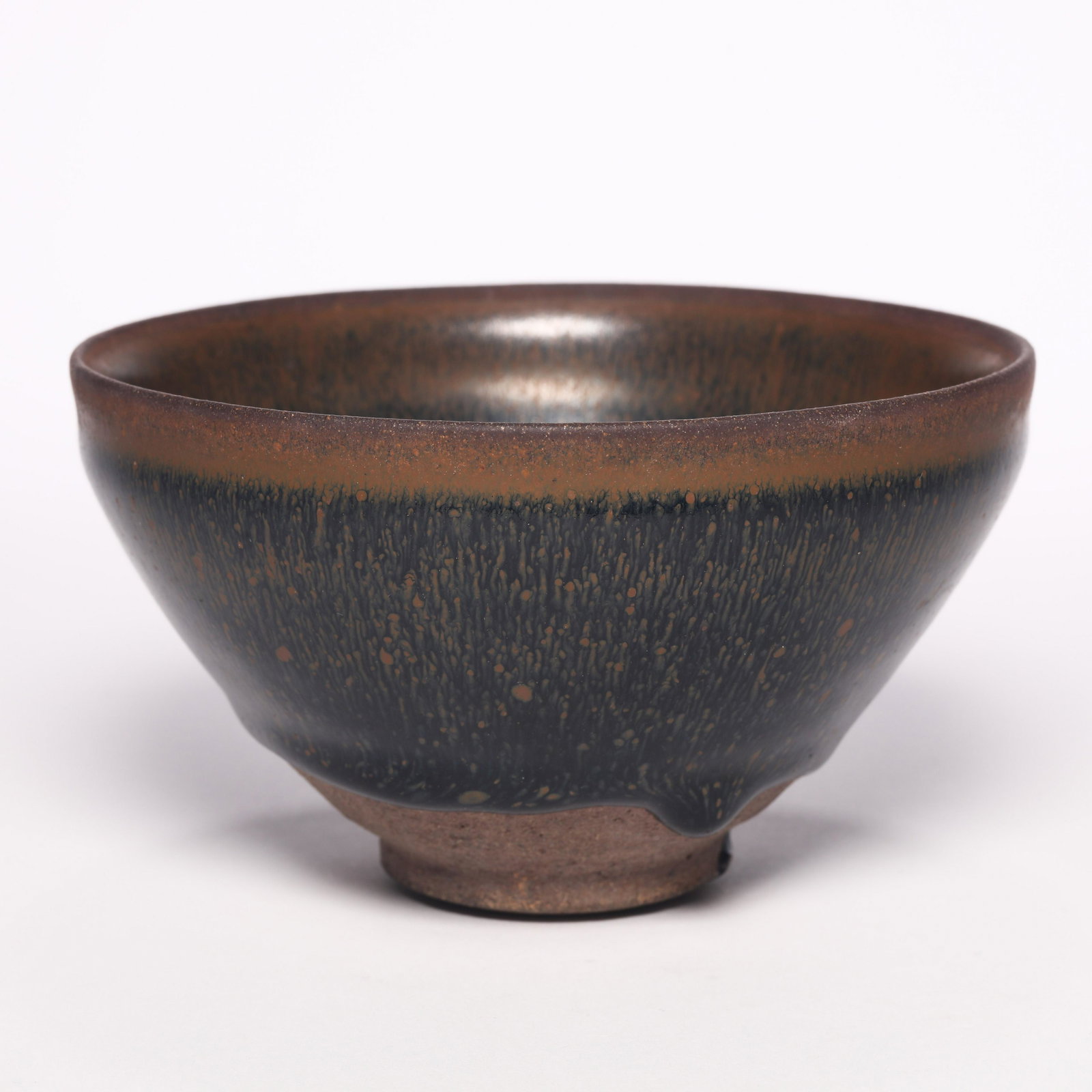 Jian Ware Hares Fur Tea Bowl: Jian Ware Hares Fur Tea Bowl. H: 2.5 in. (6.3 cm) D: 4.8 in (12 cm)