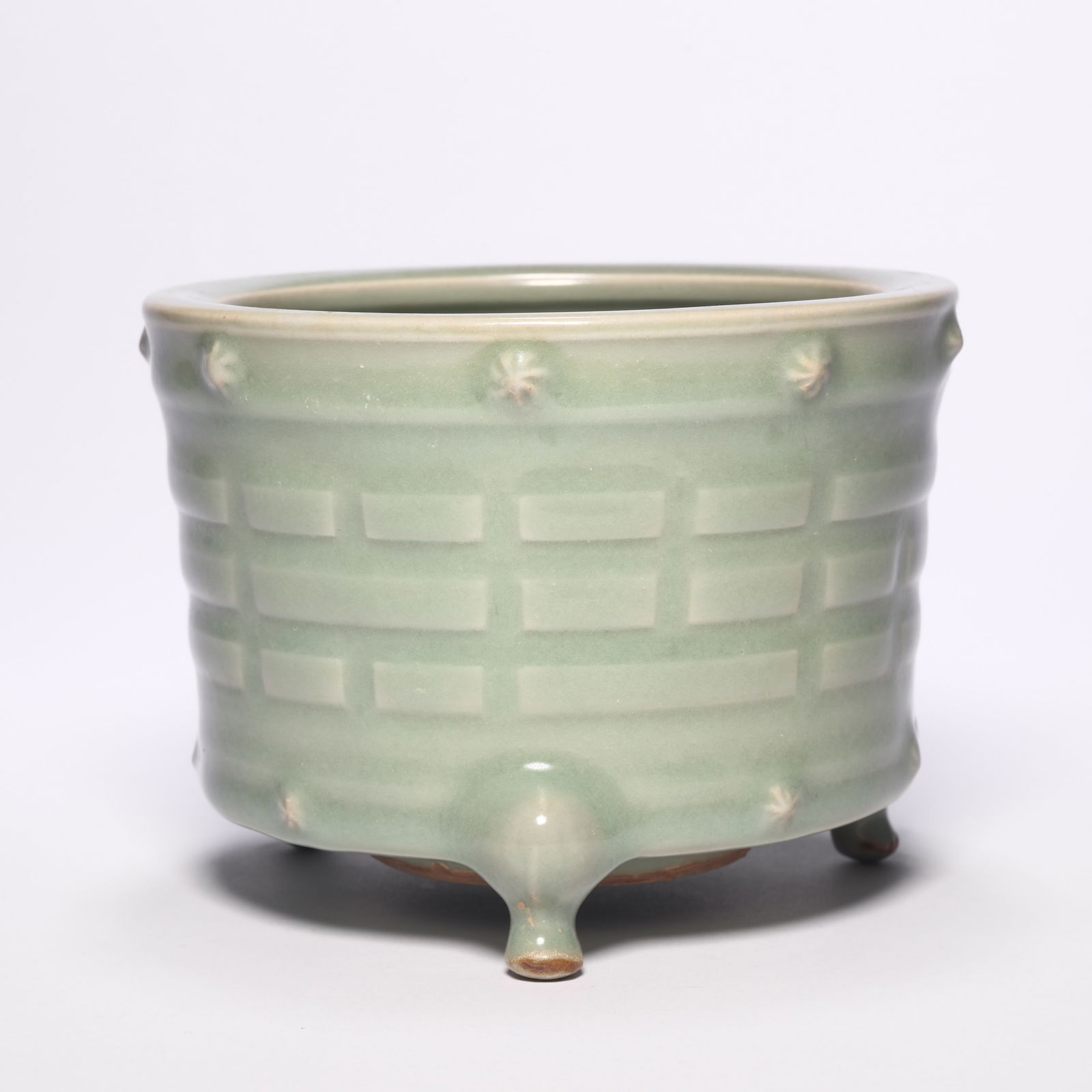 A Celadon Glazed BaGua Carved Incense Burner (1 of 8)