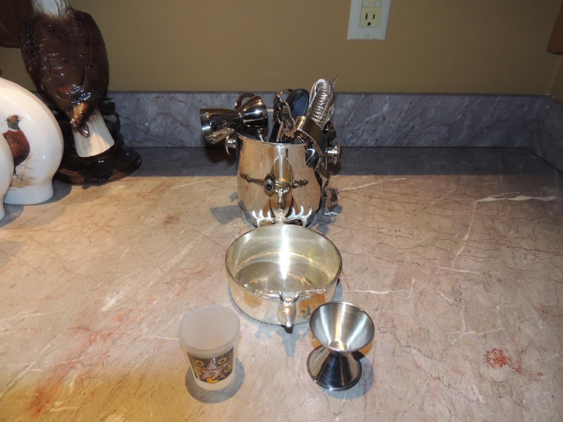 Bar Mixer Set Metal, Bard Dish, 2 Shot Glasses $20 to (1 of 3)