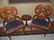 2 Decorative Back Wooden Chairs with Red, Gold & Green