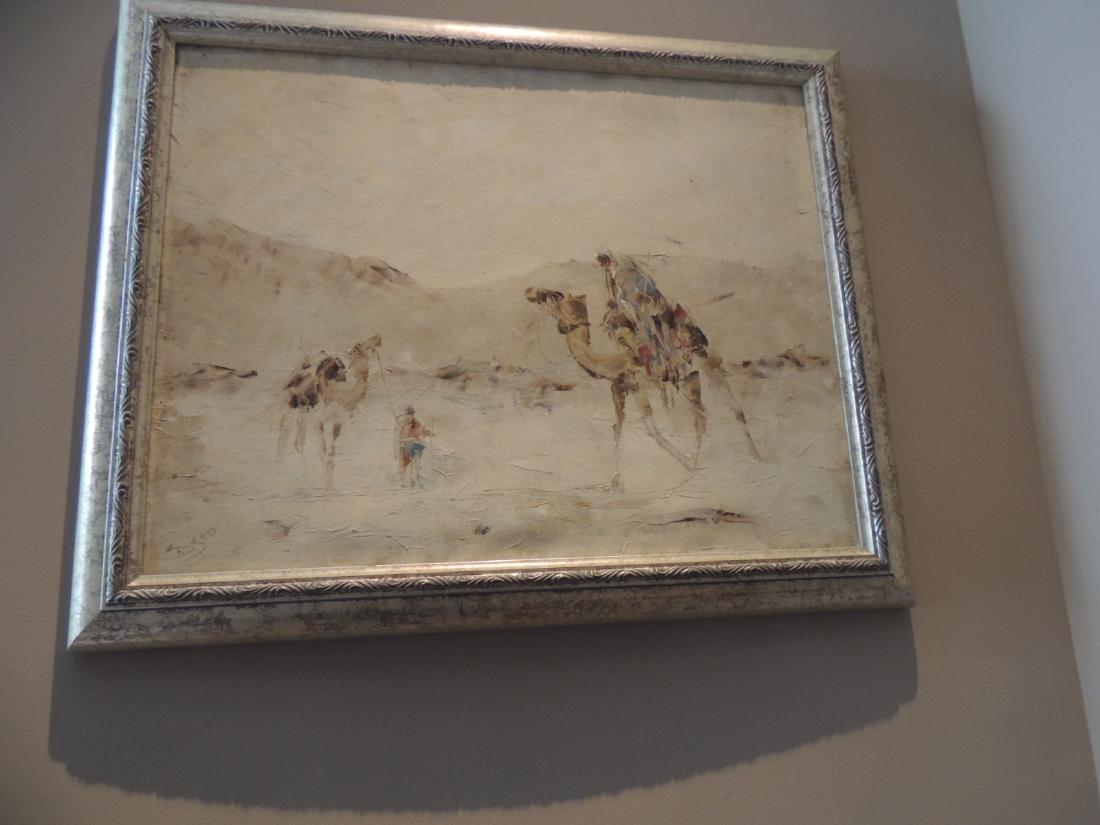 Oil Painting, "United-Men on Camels", by Sasdyup: Oil Painting, "United-Men on Camels", by Sasdyup 16"Hx20"W-signed $150 to $300