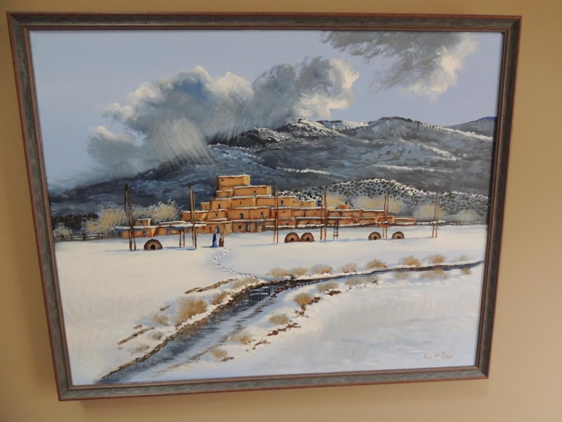 Oil Painting, "Unititled-Adobe Village in Winter", by (1 of 2)