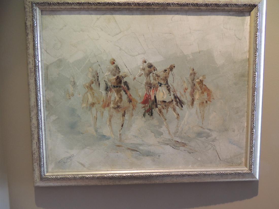 Oil Painting, "Untitled Arabian Horseman", by Sasdyup -: Oil Painting, "Untitled Arabian Horseman", by Sasdyup - Signed 16"H x 20"W $150 to $300