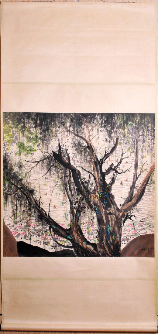 Chinese Scroll Painting (Wu Guanzhong signed) (1 of 6)