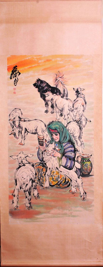 Chinese Scroll Painting (Huang Zhou  signed) (1 of 5)