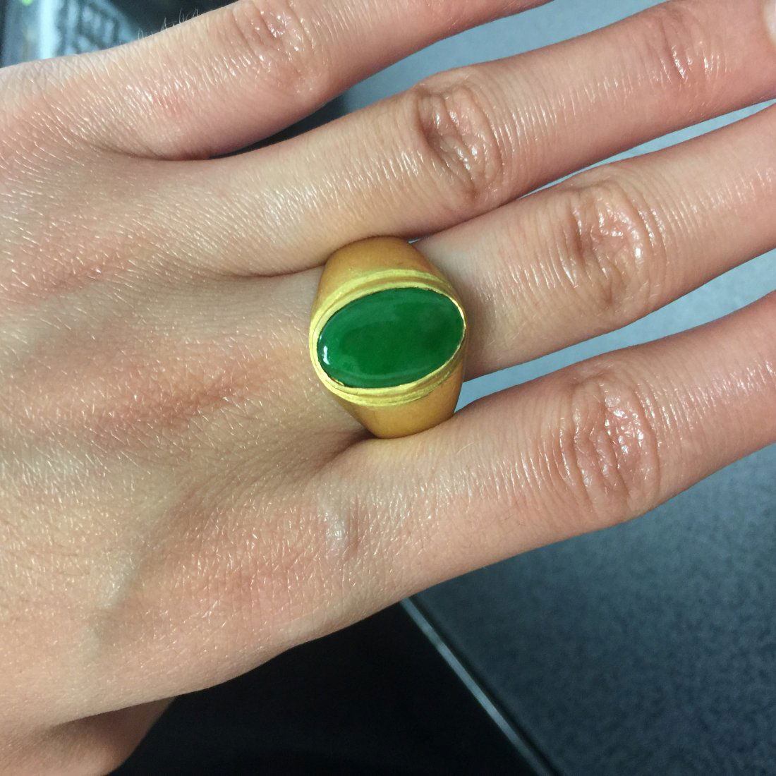 24K Gold Chinese Jadeite Ring (A) (1 of 2)