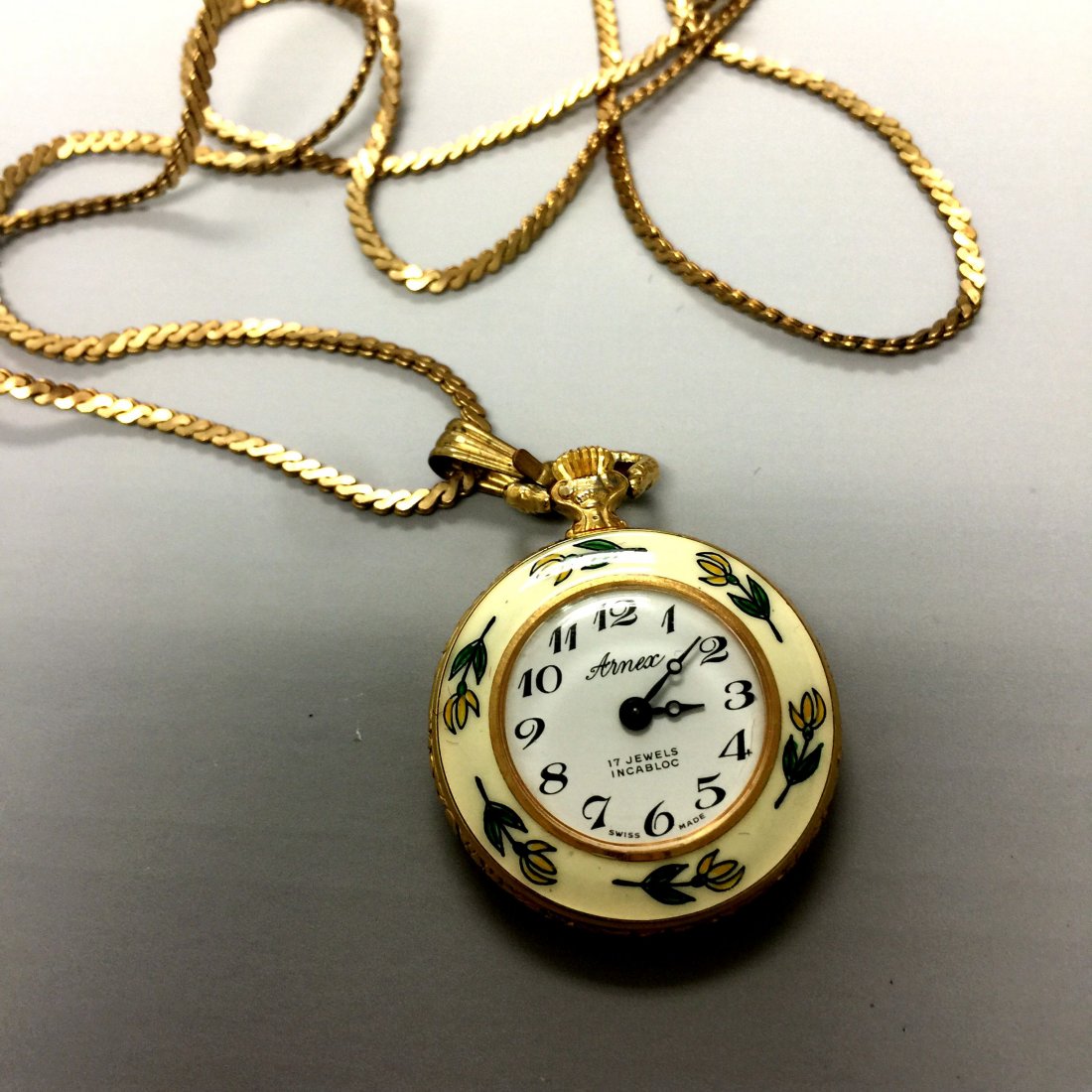 VINTAGE JEWELRY, ARNEX ENAMEL POCKET WATCH: Antique/vintage Arnex enamel Pocket Watch