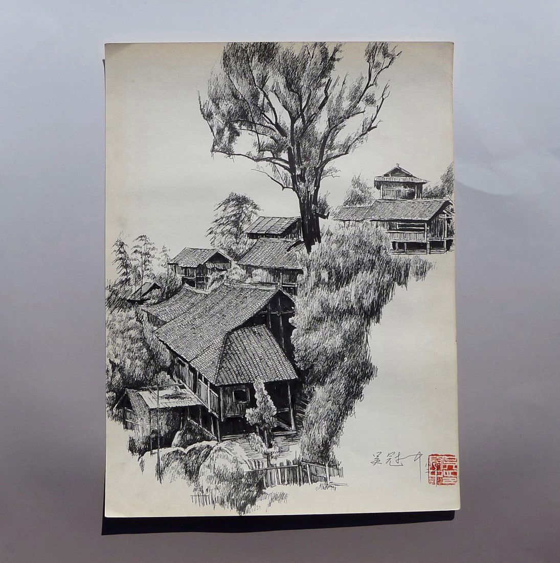 WU GUANZHONG, A CHINESE PEN SKETCH DRAWING (1 of 10)