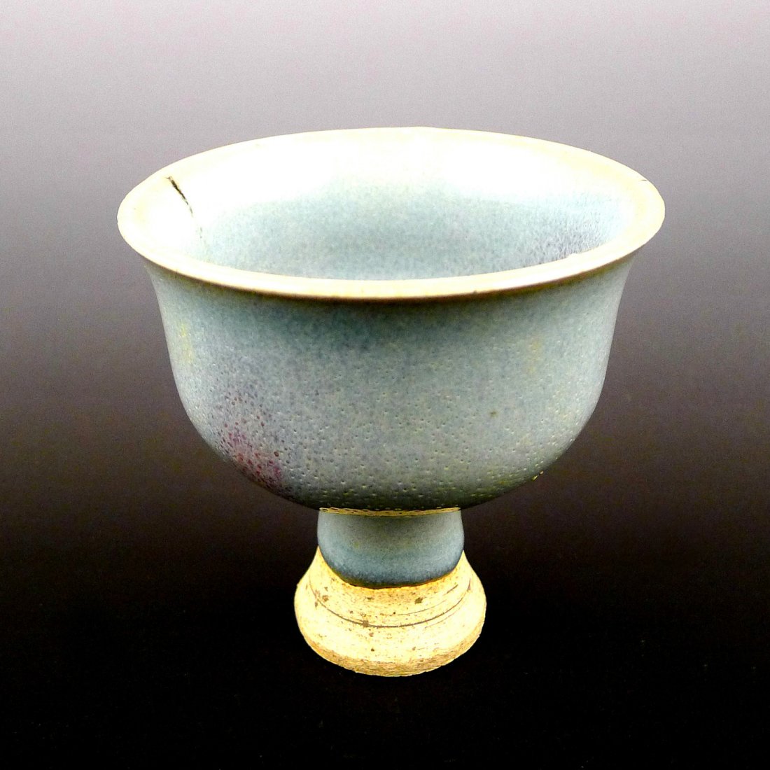 Yuan Dynasty Jun Kiln ceramic red glaze high heeled cup (1 of 5)