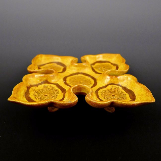 Late Tang Yellow Glaze bowl painted with Flower (1 of 4)