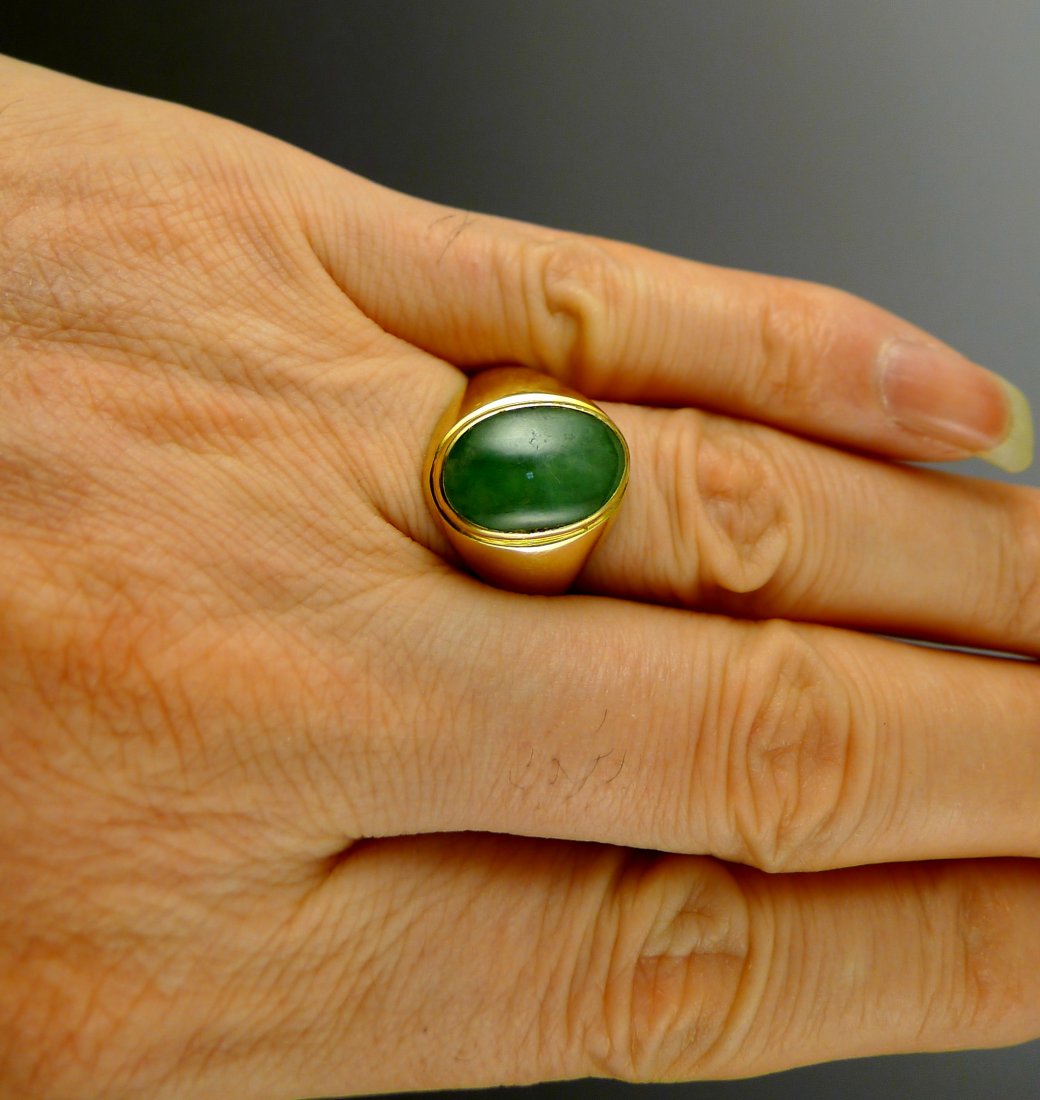 24k Yellow Gold Ring Imperial Jade Jadeite  (A) (1 of 3)
