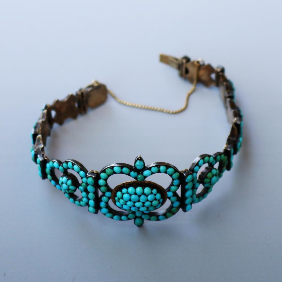 Antique Victorian Turquoise jewelry: 古董維多利亞時代的綠松石首飾（嵌入約188個綠松石） Antique Vict