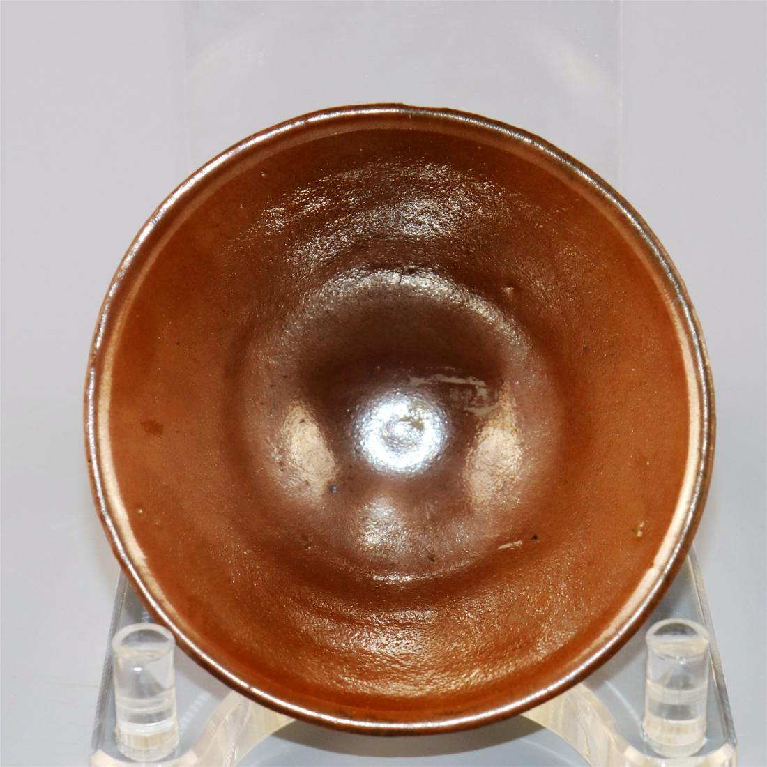 Brown Glaze Brush Container Bowl: 醬釉盞 D 4.21" H 2.3"