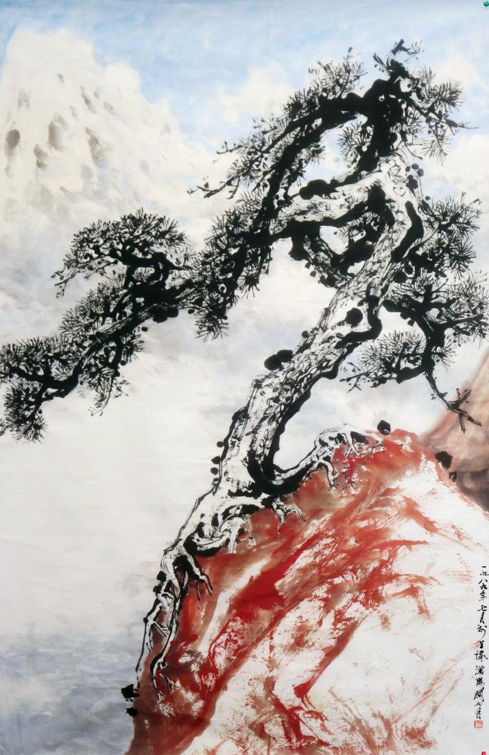 Attributed to Guan Shanyue (Chinese Painting): 屬名關山月 size 54" X 9"