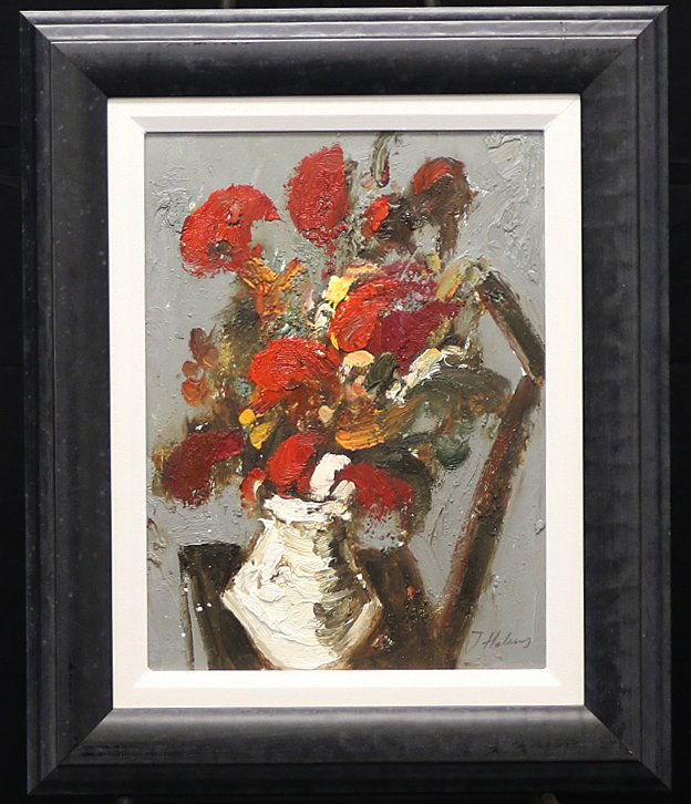 Summer Still Life by J. Holmes: Framed Oil on Canvas by J. Holmes Overall Dimensions: 23" x 19" x 1.5" Deep Sight is 15.5" x 11.5" Weight is 3.8 lbs.