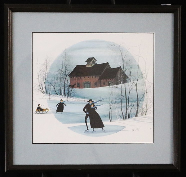 Skating Couple By P. Buckley Moss