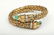 18K Yellow Lions Head Bangle with Emerald and Diamonds - 3