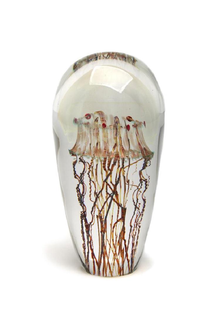 Richard Satava Art Glass Moon Jellyfish: RICHARD SATAVA (California, b. 1950): Art glass sculpture "Moon Jellyfish"; 6" H.