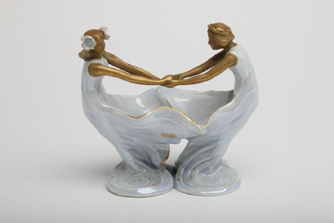 Ernst Wahliss Amphora Figural Centerpiece Blue Luster (1 of 9)