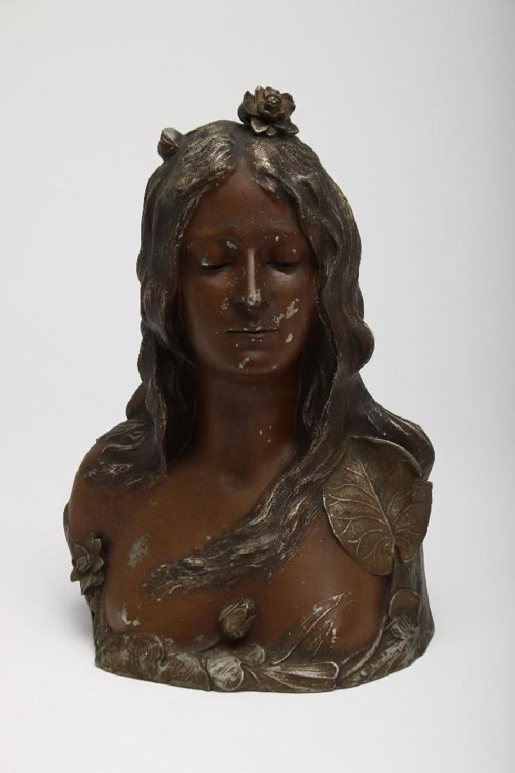 Art Nouveau Sculpture Young Woman Painted Metal Bookend (1 of 7)