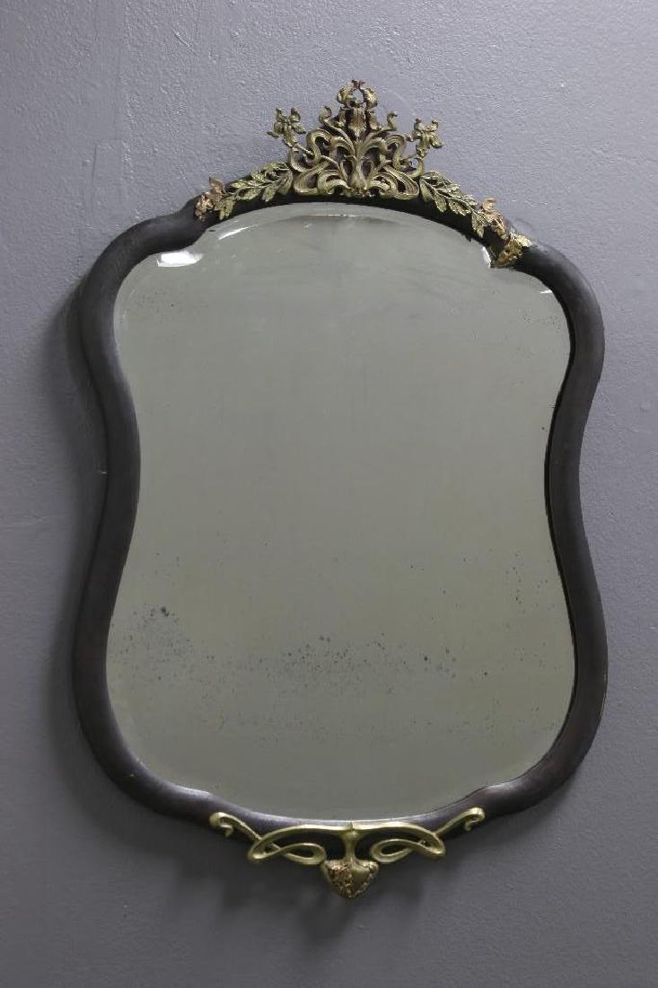 Art Nouveau Wood Wall Mirror Ormolu Decoration (1 of 4)
