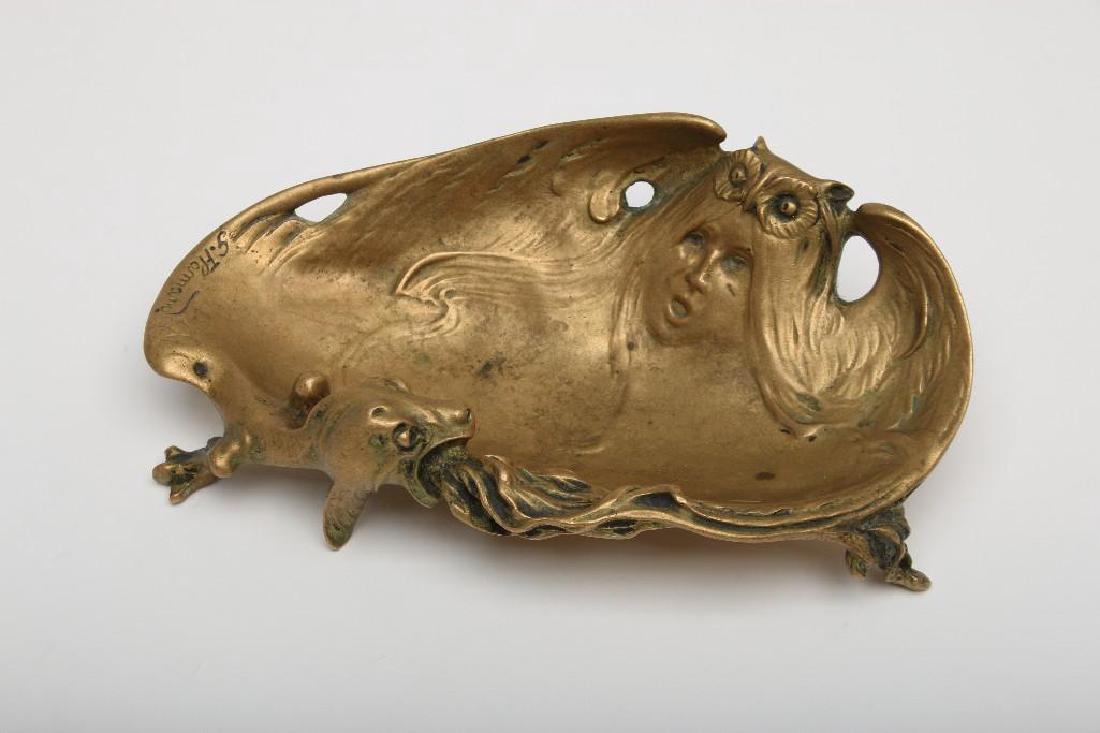 Art Nouveau Georges Flamand French Bronze Pin Tray Owl (1 of 7)