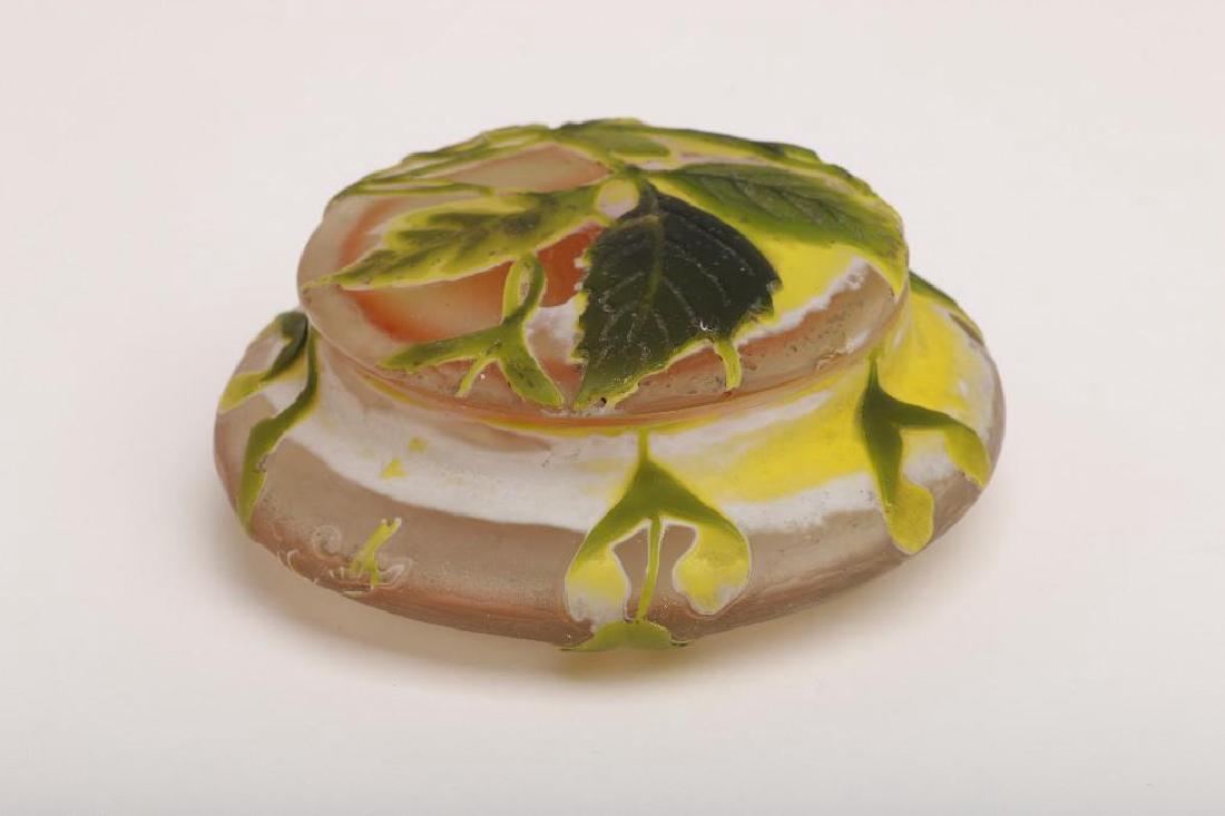 Galle French Cameo Art Glass Enameled Etched Powder Box (1 of 9)