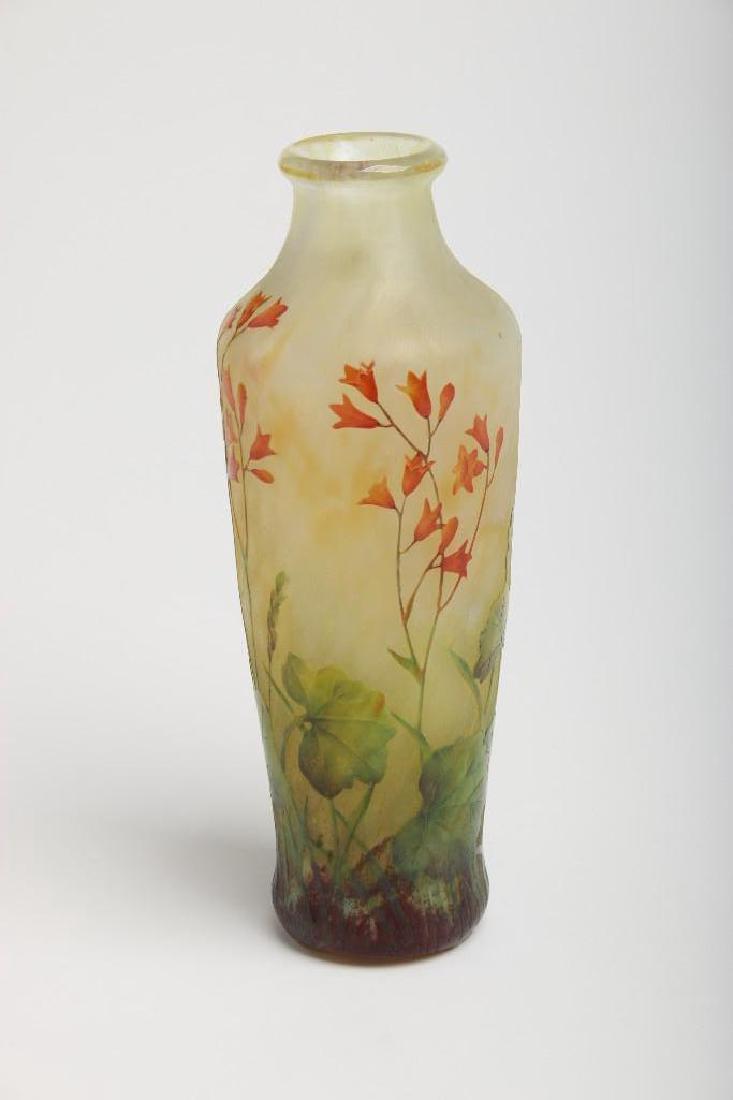 Daum Nancy Cameo Enameled Etched Art Glass Vase (1 of 8)