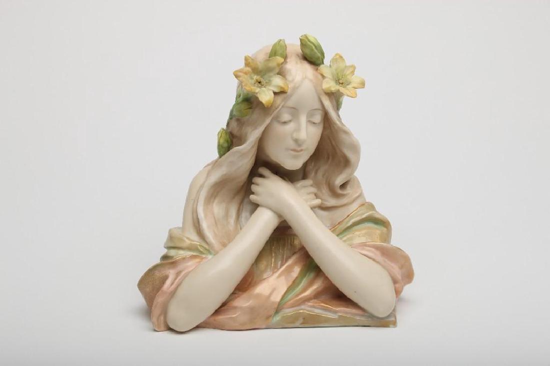 Ernst Wahliss Amphora Portrait Bust Young Woman Lilies (1 of 7)