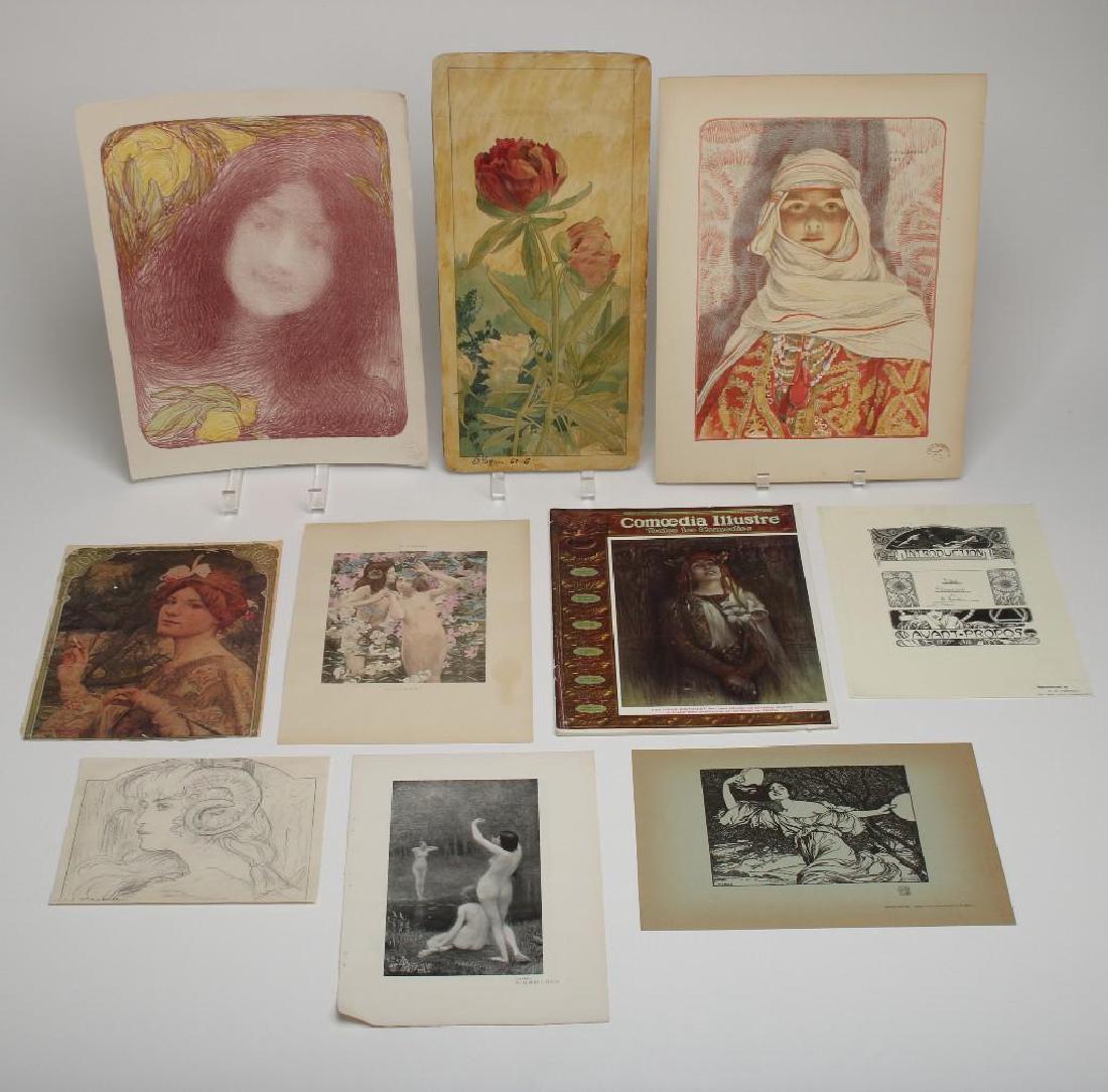 Group Art Nouveau Ephemera and Art Edgar Maxence Sketch (1 of 10)