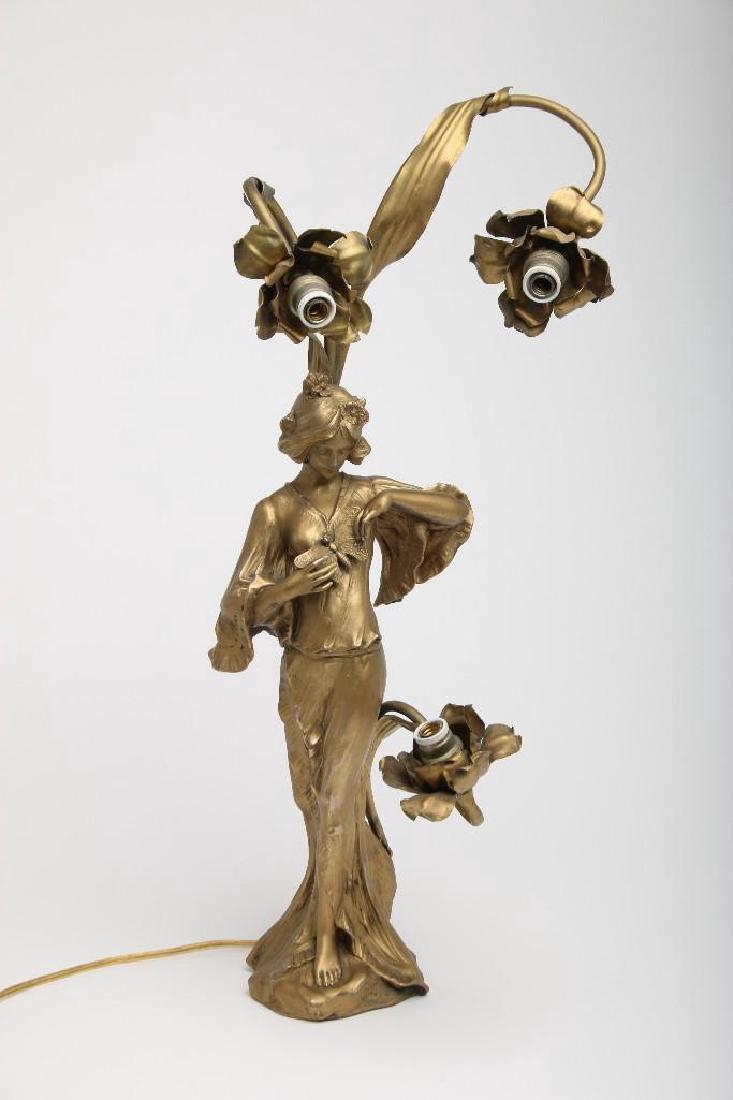 Francesco Flora (b.1857) Figural Lamp Art Nouveau Woman (1 of 8)
