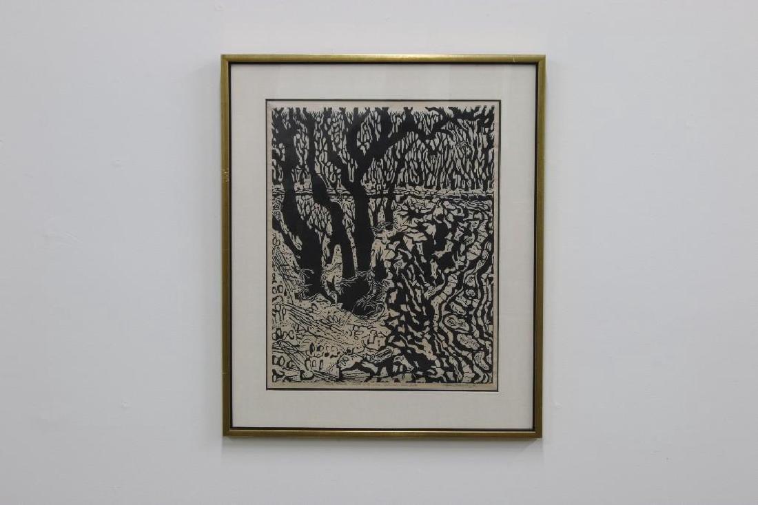 Edgar Dorsey Taylor Woodcut on Tissue Coyote Tracks (1 of 5)