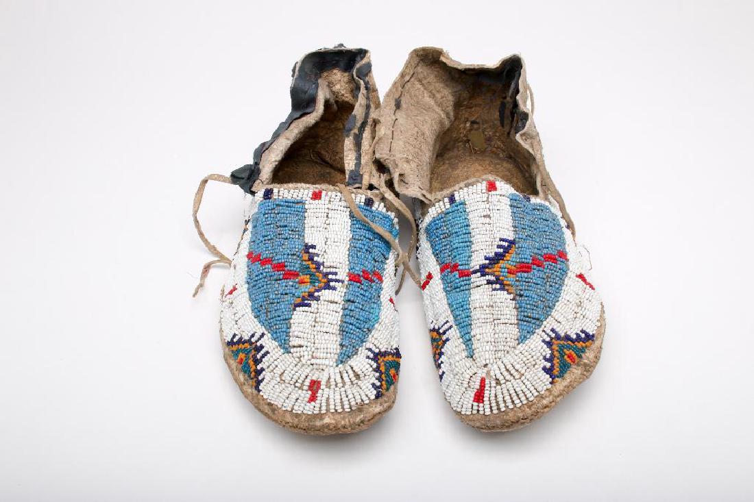 Native American Beaded Leather Moccasins Adult Blue (1 of 7)