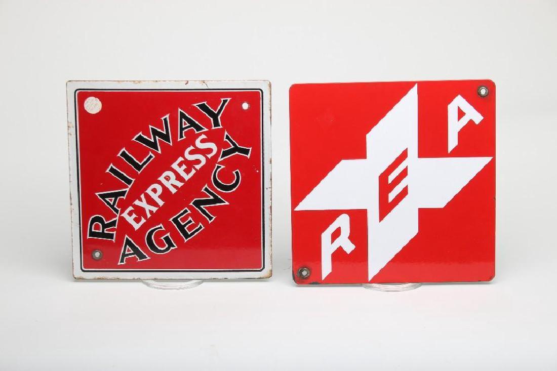 Railway Express Agency REAX Red Enamel Metal Signs (1 of 1)
