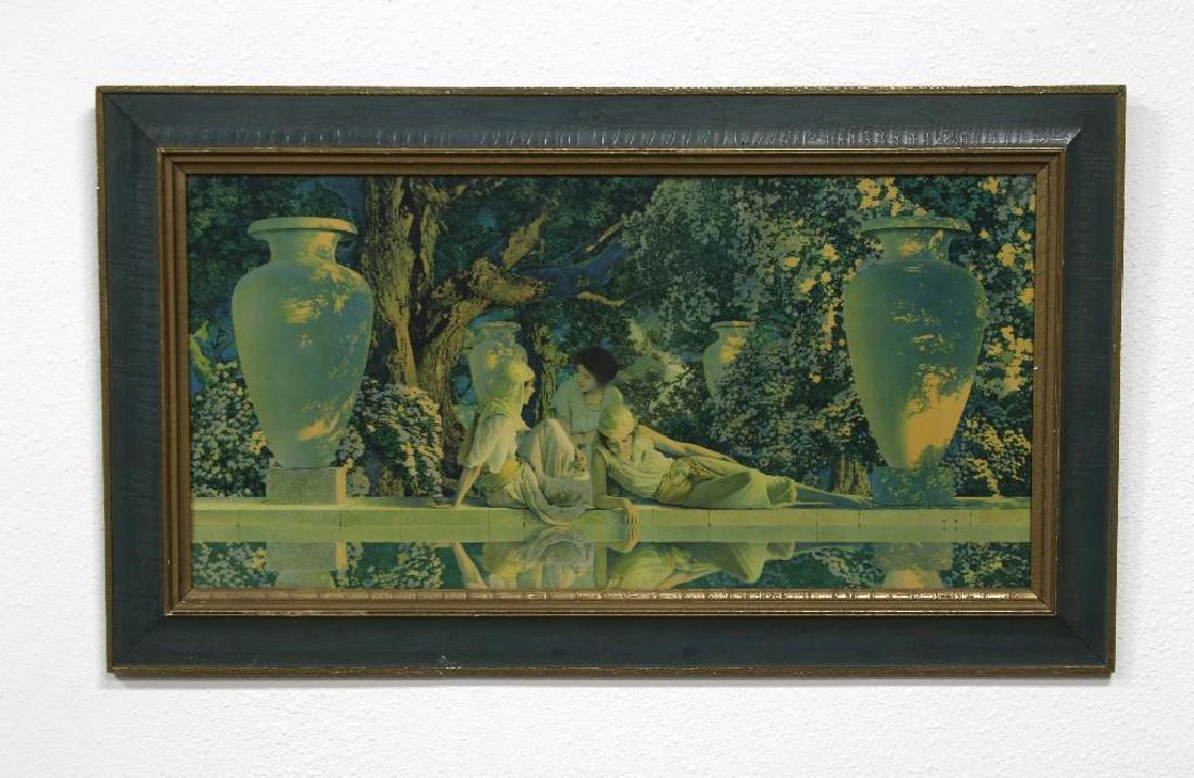 Maxfield Parrish 15x30 Large Garden of Allah House Art: Maxfield Parrish Garden of Allah in the large format print, visible 15" x 30" in original frame. Label on reverse, House of Art, N.Y. Property from the estate of Walt Disney Imagineer John Patrick Bur